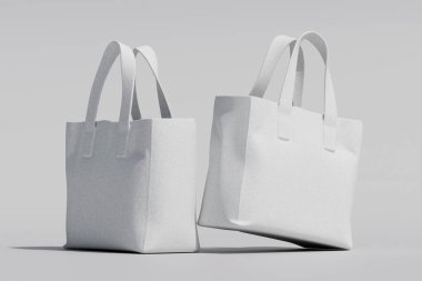 Gerçekçi totebag beyaz renk 3d görüntüleme beyaz arkaplan üzerinde izole