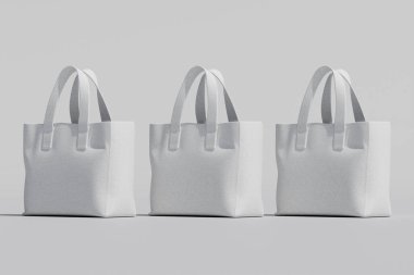 Gerçekçi totebag beyaz renk 3d görüntüleme beyaz arkaplan üzerinde izole