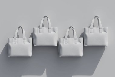Gerçekçi totebag beyaz renk 3d görüntüleme beyaz arkaplan üzerinde izole
