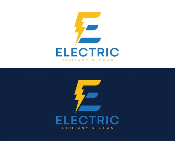 Elektronik Harf E Logo Tasarımı Şimşek Yıldırımlı.