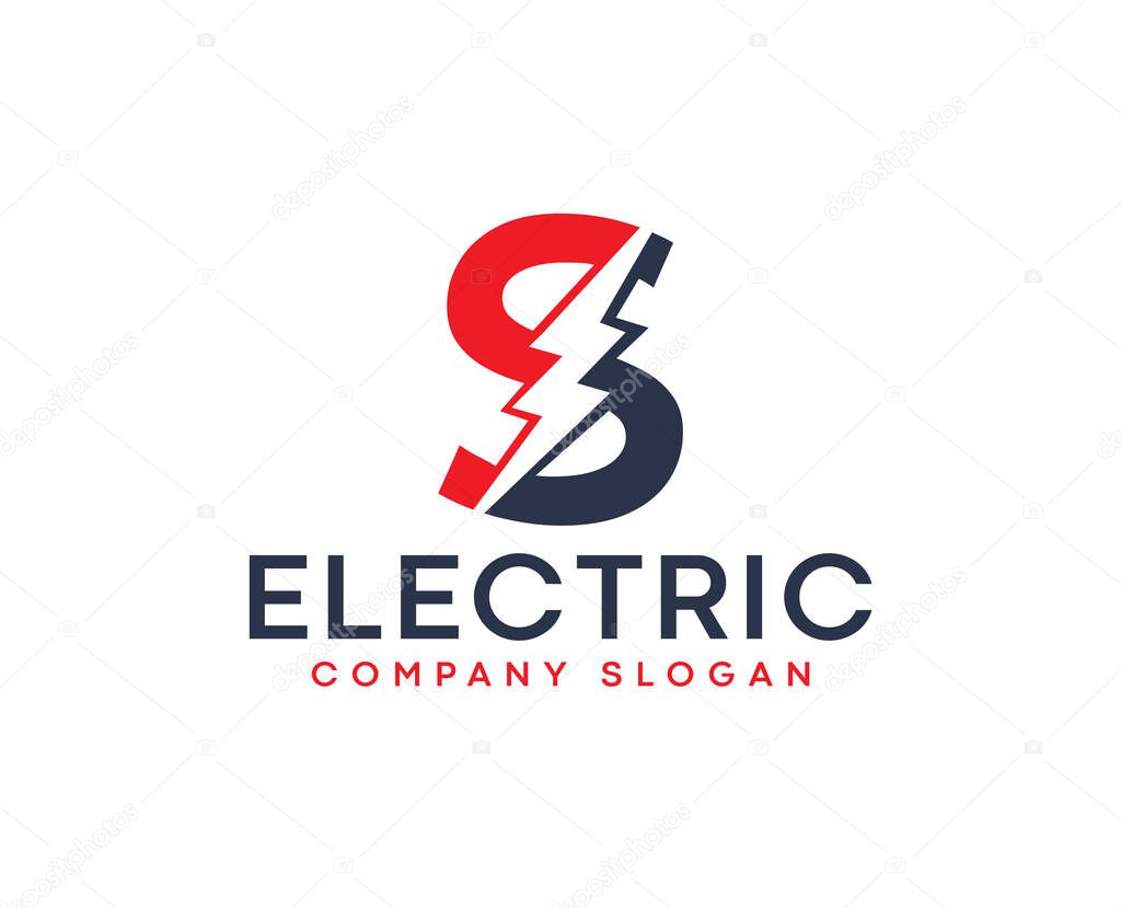 Letter S Lightning Electric Logo With Lighting Bolt