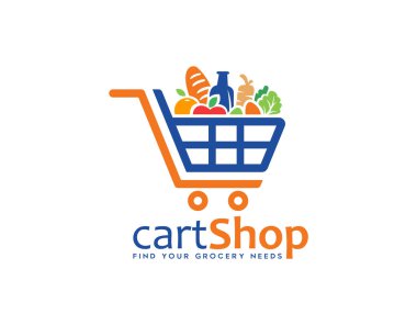 Dükkan Logosu için Trolley veya simge işareti vektörü 