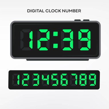 Dijital saat numarası ayarlandı. Elektronik şekiller. 