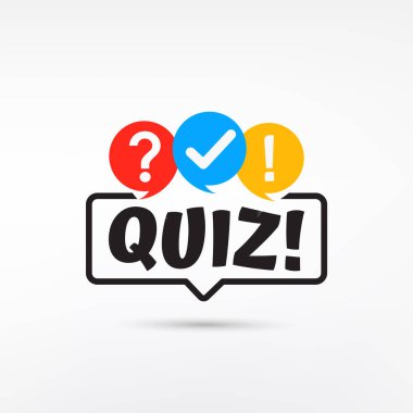 Quiz logo with phone popup symbols, quiz button, question contest,isolated on white background clipart
