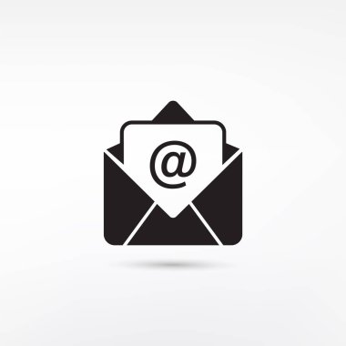 Posta zarfı simgesi düz stil. İzole edilmiş beyaz arkaplan üzerindeki e- posta iletisi vektör illüstrasyonu.