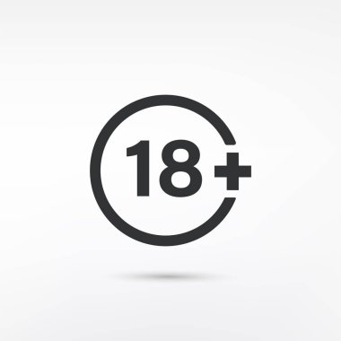 Beyaz arka planda on iki yıl yasaklama simgesi. Yetişkinler sadece uyarı konsepti. Yaş sınırı 12 + sembolü. On ikiden fazla..