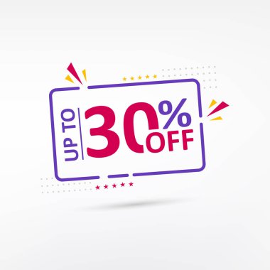 İndirim ve indirimli etiketler turuncu. Etiket simgesi olmayan düz tasarım koleksiyon seti fiyatı. % 30, indirim.