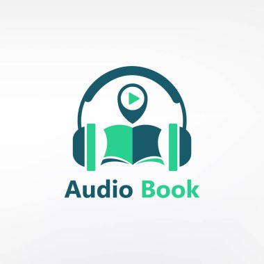 Audiobook konsepti. Kulaklıklar ve kitap simgesi logosu, sesli kitap çevrimiçi öğrenme, eğitim kavramı 