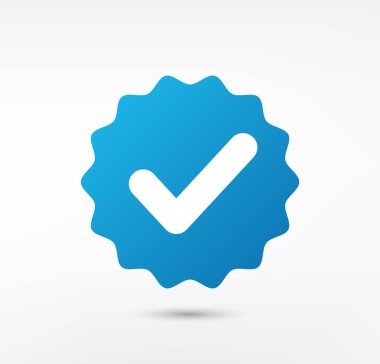 Mavi işaret. Beyaz arkaplanda işaretleme işareti tasarımı izole edildi