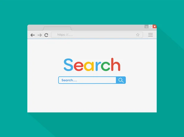蓝色背景上的简单浏览器窗口 浏览器搜索 — 图库矢量图片