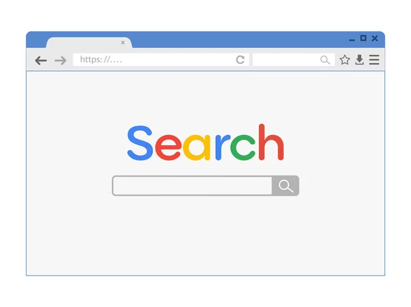 Einfaches Browserfenster Auf Blauem Hintergrund Browser Suche — Stockvektor