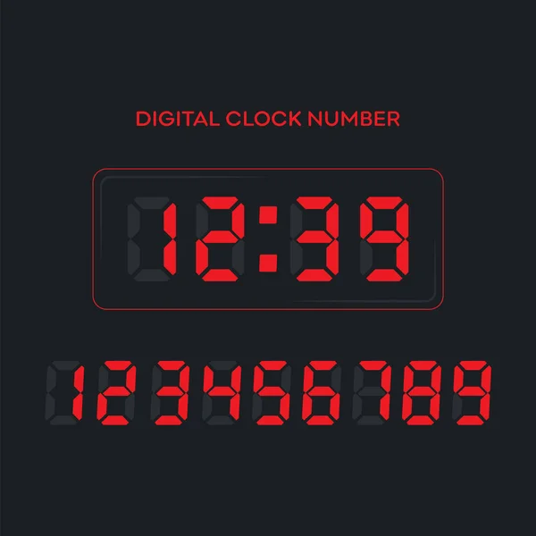 Numéro Horloge Numérique Réglé Chiffres Électroniques — Image vectorielle