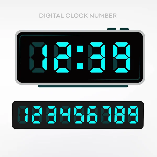Numéro Horloge Numérique Réglé Chiffres Électroniques — Image vectorielle
