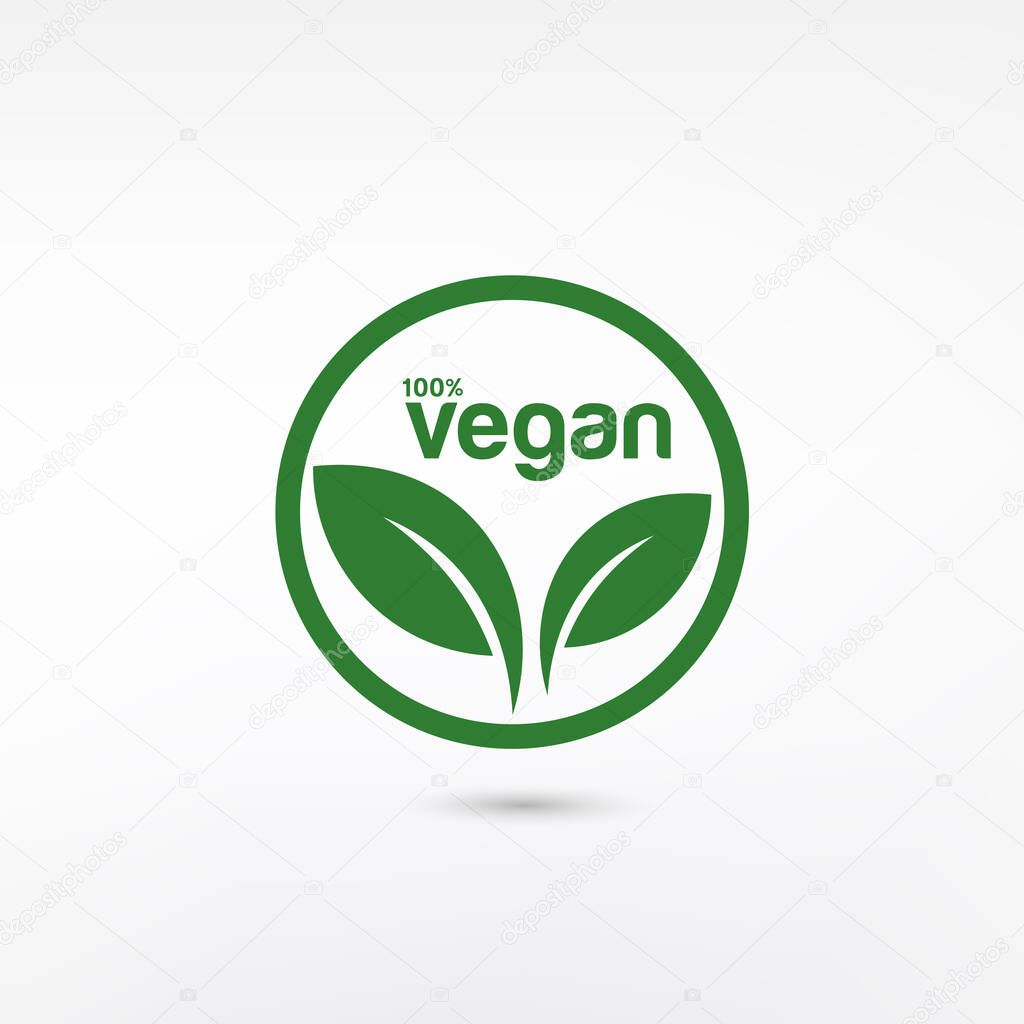 100% Vegan Bio, Ecology, Organic logo and icon, label, tag Isolated on white background