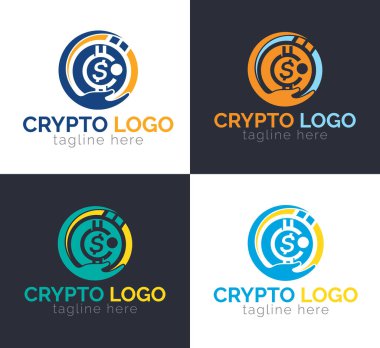 cripto para birimi logosu, kripto logo tasarım vektör şablonları 