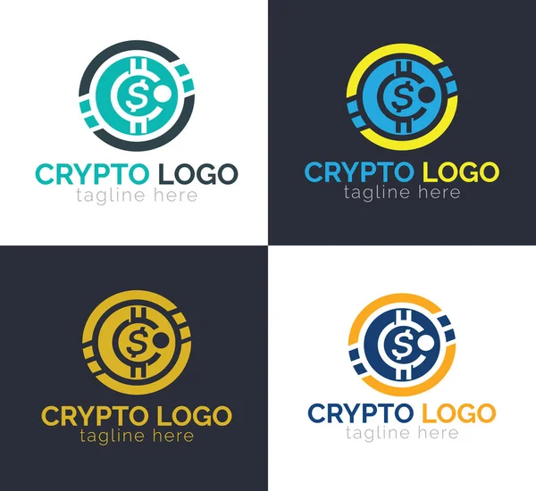 Cripto Para Birimi Logosu Kripto Logo Tasarım Vektör Şablonları — Stok Vektör