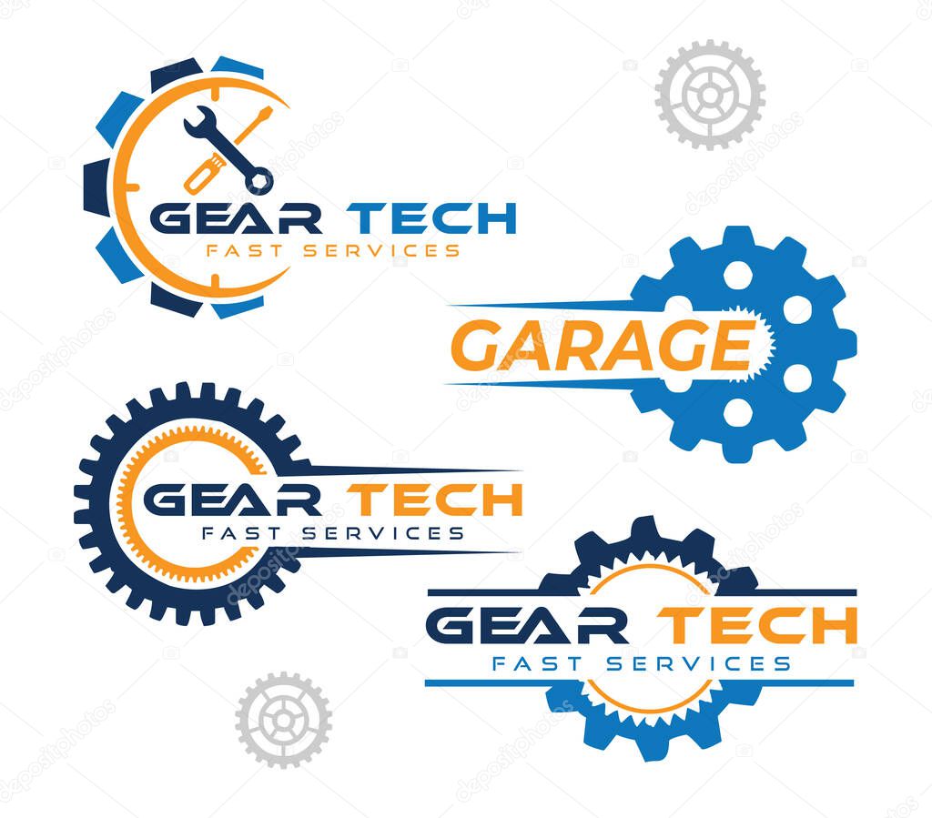 Collection of Gear Service logo, Gear tools logo design vector template, business logo
