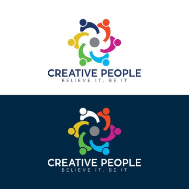 Arkadaşlık, birlik insanlar logoyu önemser, yaratıcı insanlar logosu, takım çalışması, Bağlantı primi logo şablonu