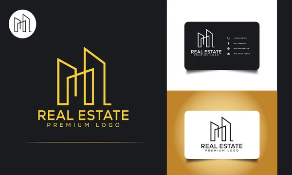 Creative Building Structure Logo Real Estate Line Buildings Logo Building — Stock Vector