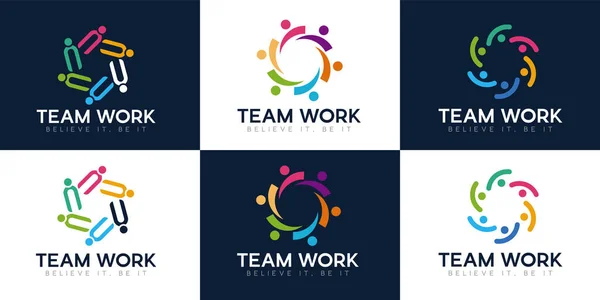 Arkadaşlık, birlik insanlar logoyu önemser, yaratıcı insanlar logosu, takım çalışması, Bağlantı primi logo şablonu