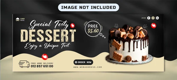 Especial Delicioso Sorvete Chocolate Social Media Banner Post Design Template — Vetor de Stock