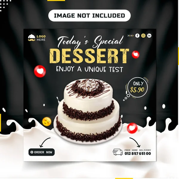 Delicious Ice Cream Social Media Banner Post Design Premium Vector — Stock Vector