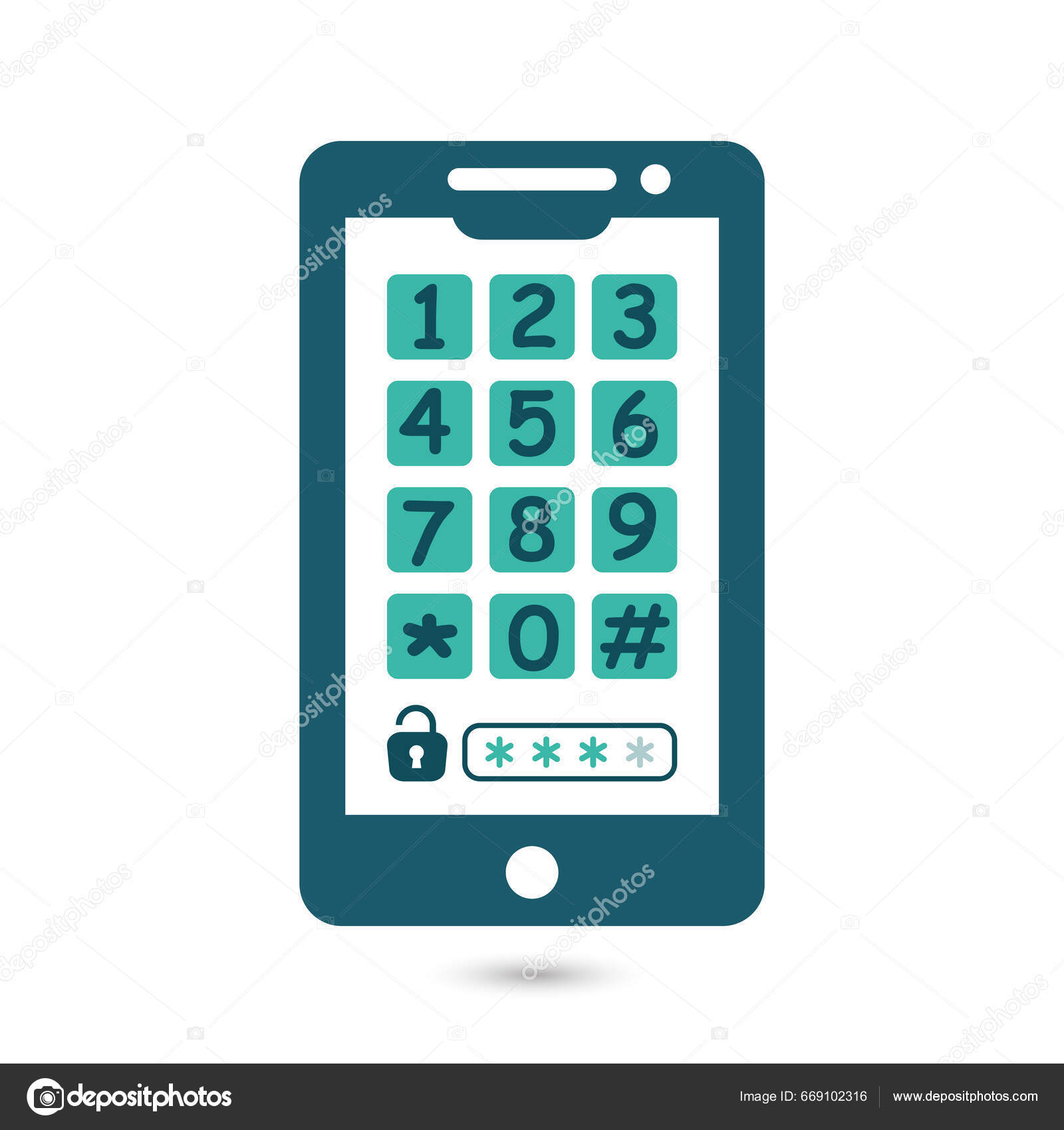 Mobile Phone Dial Pad Icon Phone Sign Mobile Symbol Flat Stock Vector