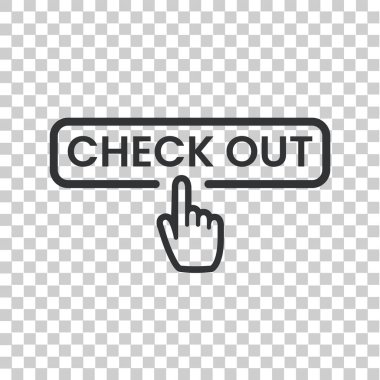 Şeffaf arkaplanda izole edilmiş düğmeye bak. Şimdi parmak imleci ile simge dükkan. Sembolü Tıklama düğmesiyle kontrol et. Düz simge vektör şablonuna bak.