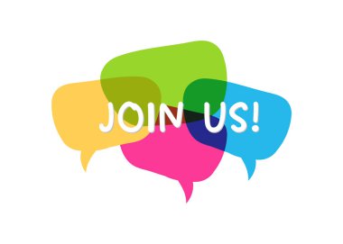 Bize katılın. Modern hat sanatı. Konuşma balonunda bize katılın.