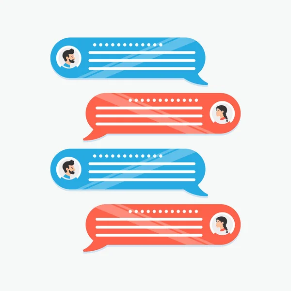 Ícones Avatar Casal Com Mensagens Bate Papo Bolhas Fala Telefone — Vetor de Stock