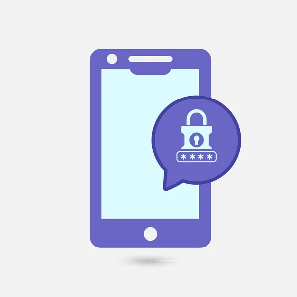 Telefone Móvel Segurança Dados Pessoais Ícone Segurança Dados Cibernéticos — Vetor de Stock