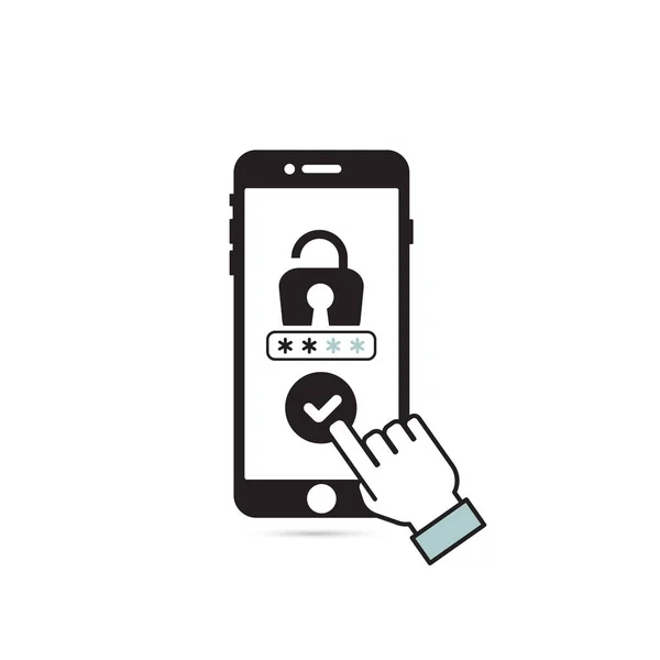 Ícone Sinal Smartphone Tela Sensível Toque Projeto Sistema Segurança — Vetor de Stock