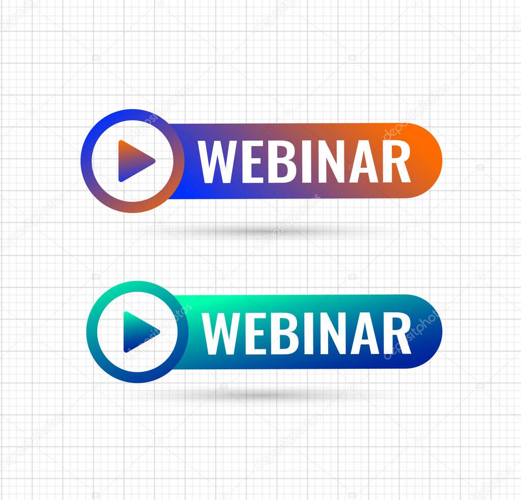Live Webinar Button. Live stream logo. Live webinar icon in flat style