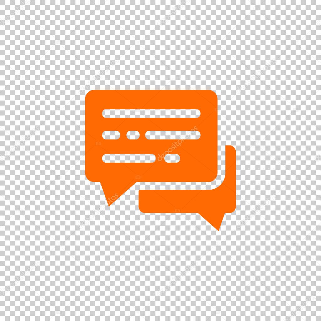 SMS icon isolated on transparent background style. Chat icon. Message symbol. SMS Flat sign vector template