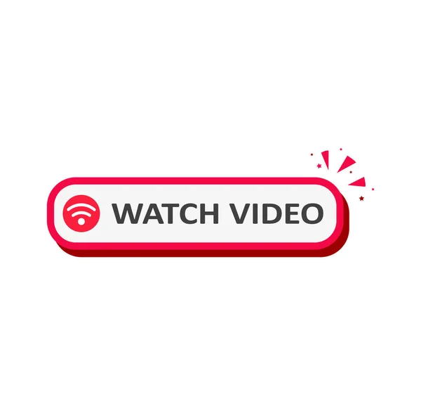 Ver Vídeo Botón Rojo Rosa Aislado Sobre Fondo Blanco — Vector de stock