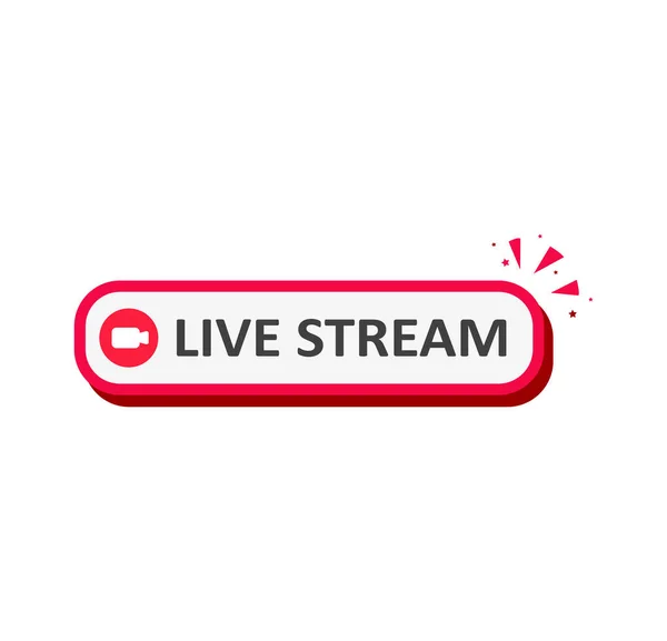 Live Stream Bouton Rose Rouge Isolé Sur Fond Blanc — Image vectorielle