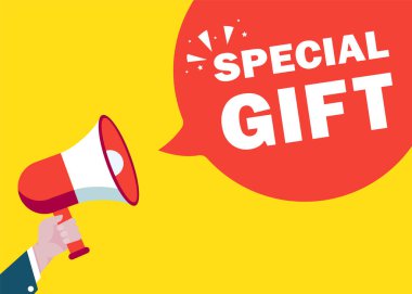 Konuşma baloncuğu özel hediyeli El Tutma Megafonu. Duyuru