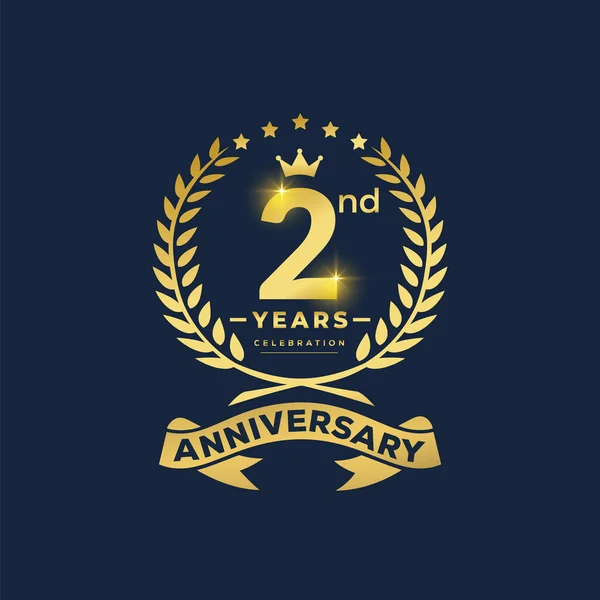 Aniversario Celebración Logo Diseño Con Cinta Decorativa Banner Aniversario Celebraciones — Vector de stock