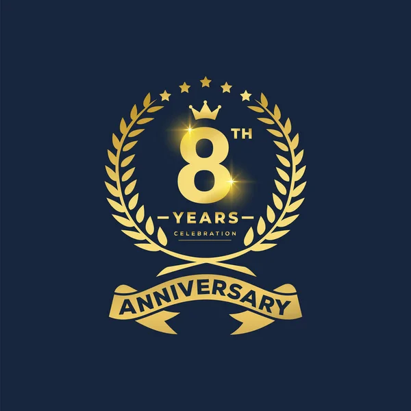 Design Logotipo Celebração Aniversário Anos Com Fita Decorativa Banner Conceito — Vetor de Stock