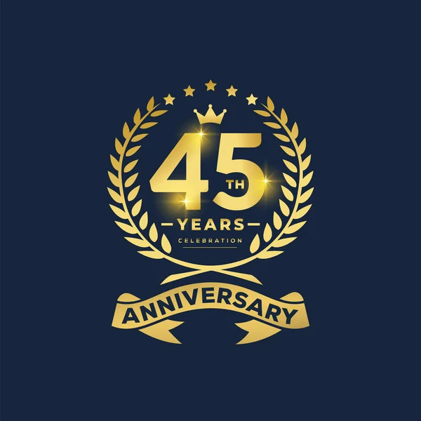 装飾的なリボンまたはバナーが付いている45周年記念ロゴの設計 45周年記念ロゴコンセプト — ストックベクタ