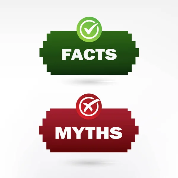 Ilustrasi Ikon Stiker Facts Myths Conslabel - Stok Vektor