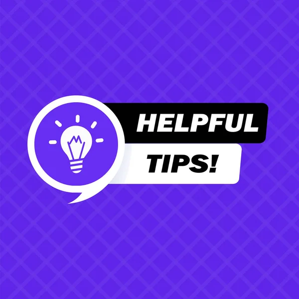 Helpful Tips Geometric Message Bubble Light Bulb Emblem Banner Design — Stock Vector