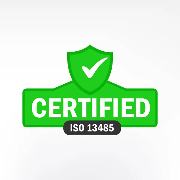 Iso 3166 Certified Badge Icon Certification Stamp Flat Design Vector — Stock Vector