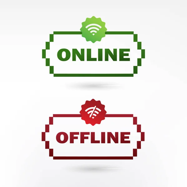 Illustrazione Dell Icona Dell Etichetta Online Offline — Vettoriale Stock