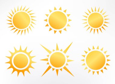 Beyaz arkaplanda hava tasarımı için gerçekçi güneş simgesi