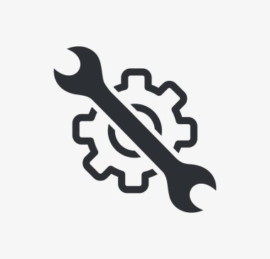 Dişli Anahtarı simgesi beyaz arkaplanda izole edildi