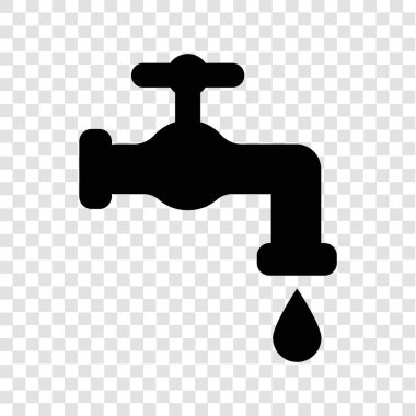 Şeffaf ızgarada su musluğu simgesi