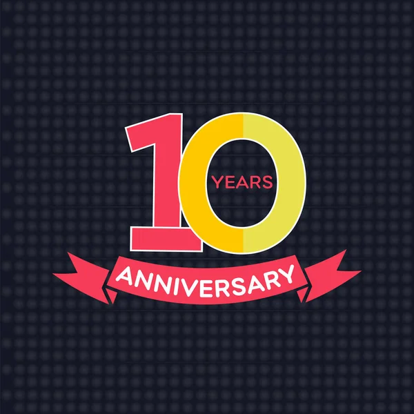 Years Anniversary Logo Red Ribbon Icon Flat 20Th Year Birthday — Stock Vector