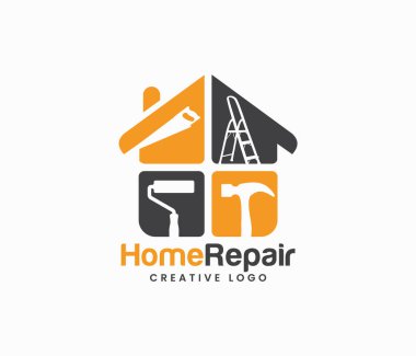 Ev onarım logosu. Ev yapımı logo tasarım vektör şablonu 