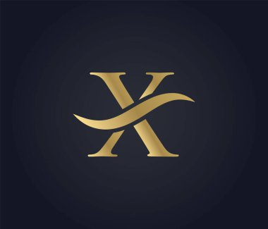 X harfi dalga logosu. şık lüks logo